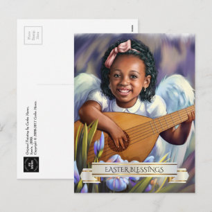 Easter Blessings. Little Angel with Lute Postcards