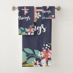 Easter Blessings of Risen Christ Flowers Bath Towel Set