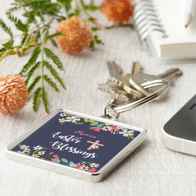 Easter Blessings of Risen Christ Flowers Keychain (Side)