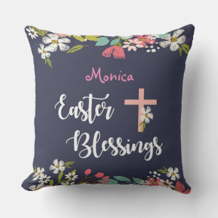 Easter Blessings of Risen Christ Flowers Throw Pillow