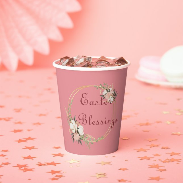 Easter Blessings Paper Cup Floral Party Supply  (Insitu)