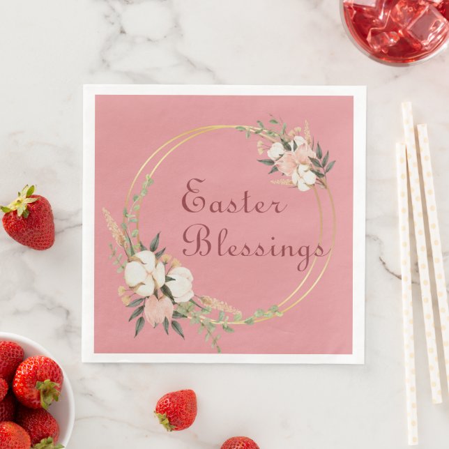 Easter Blessings Paper Napkin Floral Tableware  (Insitu)