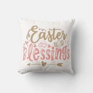 Easter Blessings Pretty Quote Throw Pillow