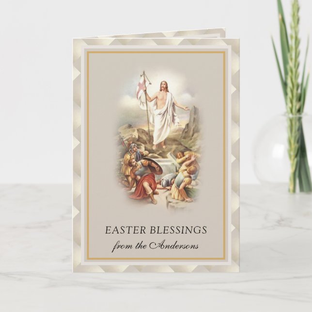 Easter Blessings Resurrection Jesus Prayer Holiday Card (Front)