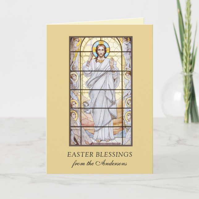 Easter Blessings Resurrection Jesus Prayer Holiday Card (Front)