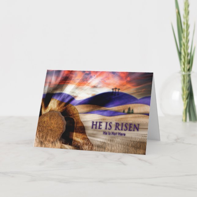 Easter Blessings Resurrection Tomb Stone Away Card (Front)