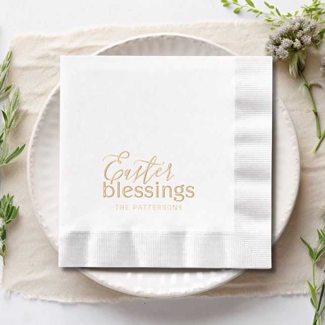 Easter Blessings Script Typography Religious Name Foil Napkins (Creator Uploaded)