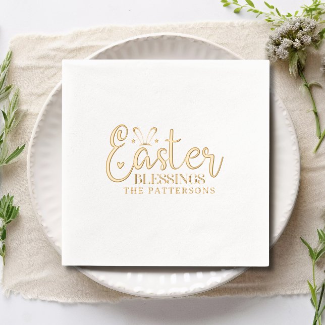 Easter Blessings Script Typography Religious Name Foil Napkins (Creator Uploaded)