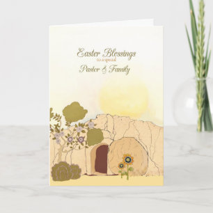Easter Blessings to my pastor & family, empty tomb Holiday Card