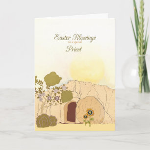 Easter Blessings to my priest, empty tomb Holiday Card