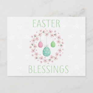 Easter Blessings with Eggs and Flowers Postcard