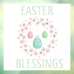 Easter Blessings with Eggs and Flowers Window Cling