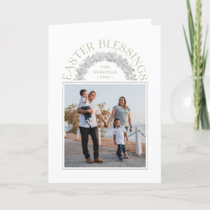 Easter Blessings Wreath Arch Photo Card - Green
