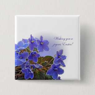 Easter Blue African Violets 2 Inch Square Button
