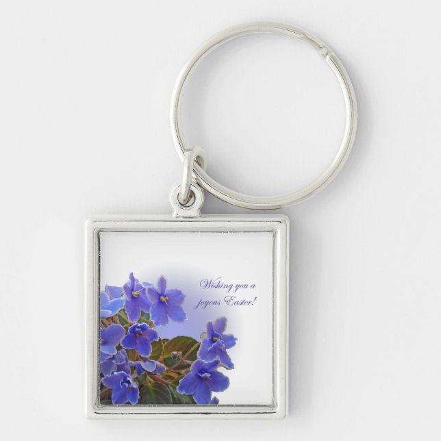 Easter Blue African Violets Keychain (Front)