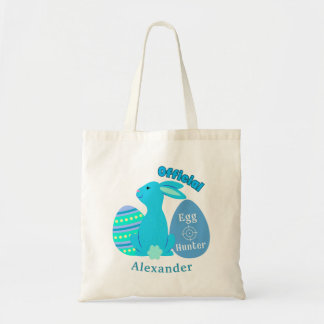 Easter Blue Egg Hunter Bunny Tote Bag