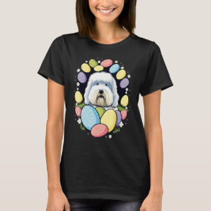 Easter Bobtail Bunny Eggs Dog on Easter Old Englis T-Shirt