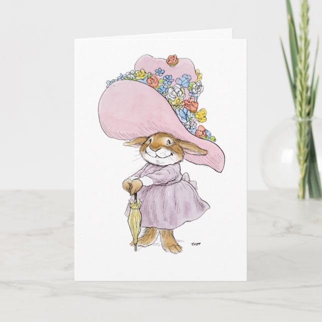 Easter Bonnet Bunny Card (Front)