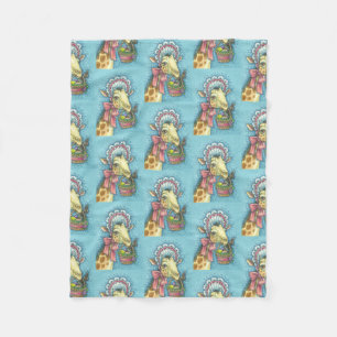 EASTER BONNET GIRAFFE FLEECE BLANKET SM