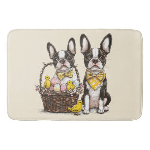 Easter Boston Terrier Dogs Bath Mat