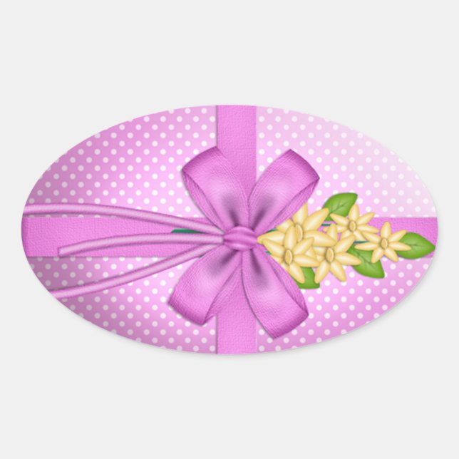 Easter Bow Oval Sticker (Front)