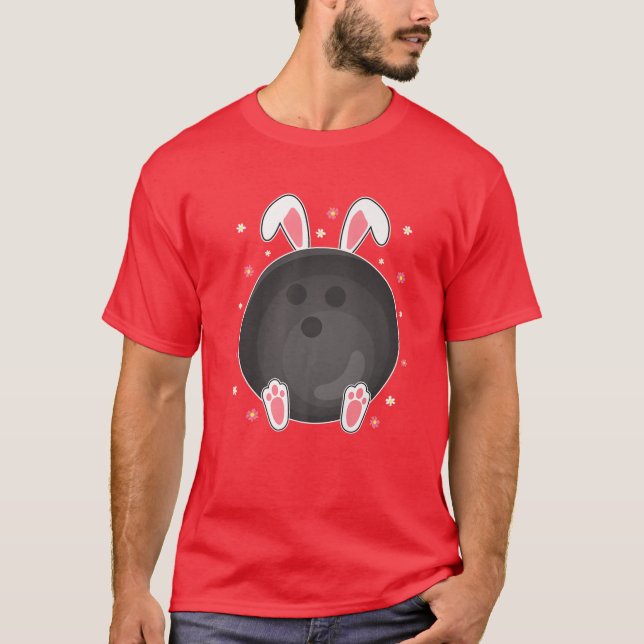 Easter Bowling Ball Bunny Ears Easter Bowling Play T-Shirt (Front)