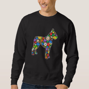 Easter Boxer Dog Easter Spring Flowers Puppy Sweatshirt