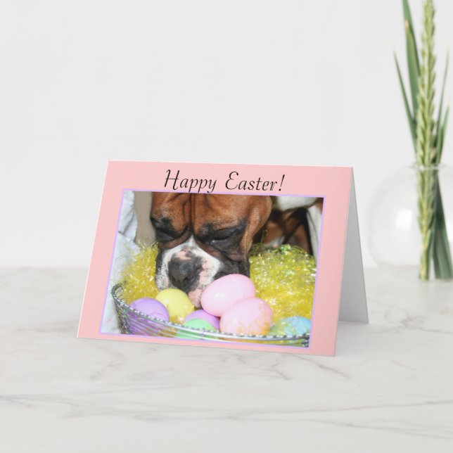 Easter Boxer Dog greeting card (Front)