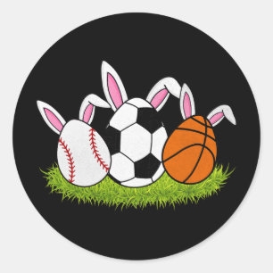 Easter Boys Baseball Basketball Soccer Sports Bunn Classic Round Sticker