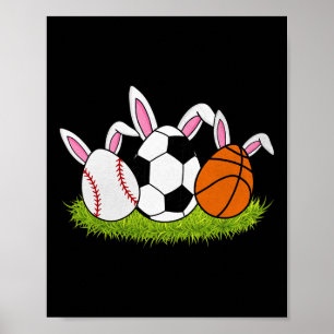 Easter Boys Baseball Basketball Soccer Sports Bunn Poster