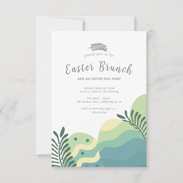 Easter Branch and an Easter Egg Hunt Green Thank You Card (Front)