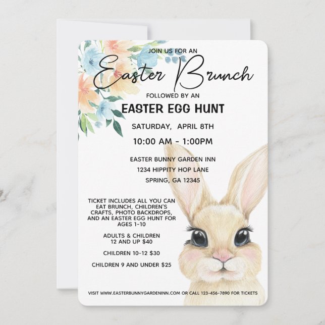 Easter Brunch and Easter Egg Hunt Invitation (Front)
