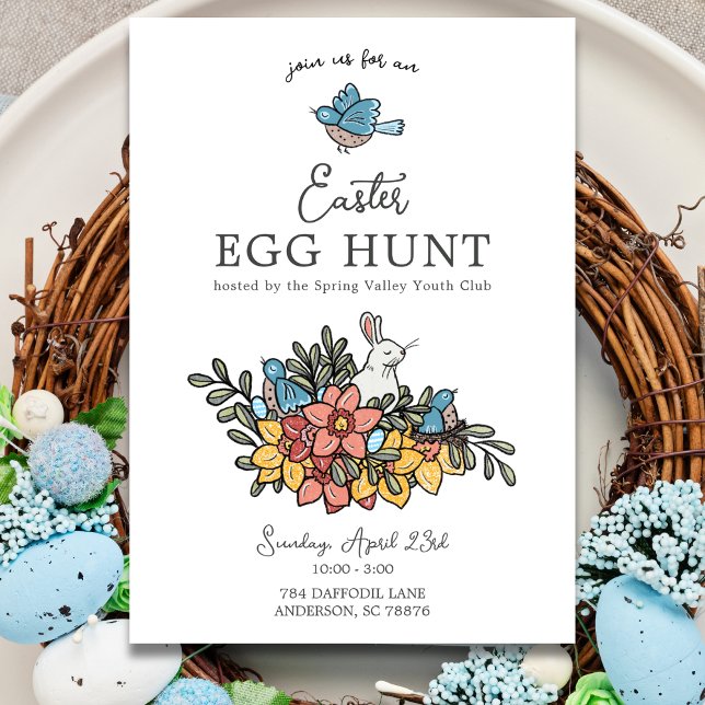 Easter Brunch and Egg Hunt Cute Floral Easter Invi Invitation (Creator Uploaded)
