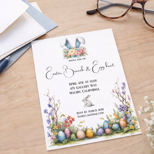 Easter Brunch and Egg Hunt Floral Spring Invitation (Creator Uploaded)