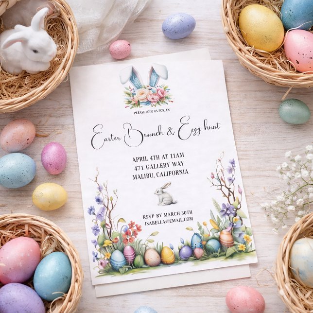 Easter Brunch and Egg Hunt Floral Spring Invitation (Creator Uploaded)
