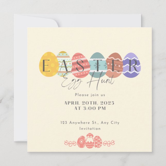 Easter Brunch And Egg Hunt Spring Bunny Navy Invitation (Front)
