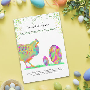 Easter brunch and egg hunt watercolor green budget