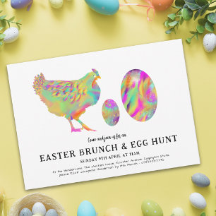 Easter Brunch and egg hunt watercolor modern Invitation Postcard