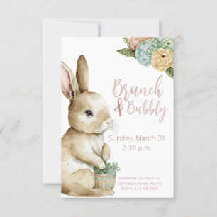Easter Brunch & Bubbly Invitation Pastel Rabbit 