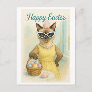 Easter  Brunch Cat in Lemon Dress  Holiday Postcard