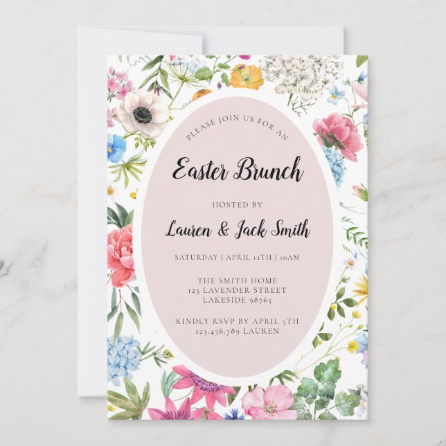 Easter Brunch Colourful Floral Invitation (Front)