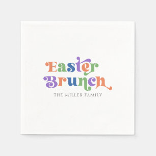 Easter Brunch Colourful Retro Typography Napkin