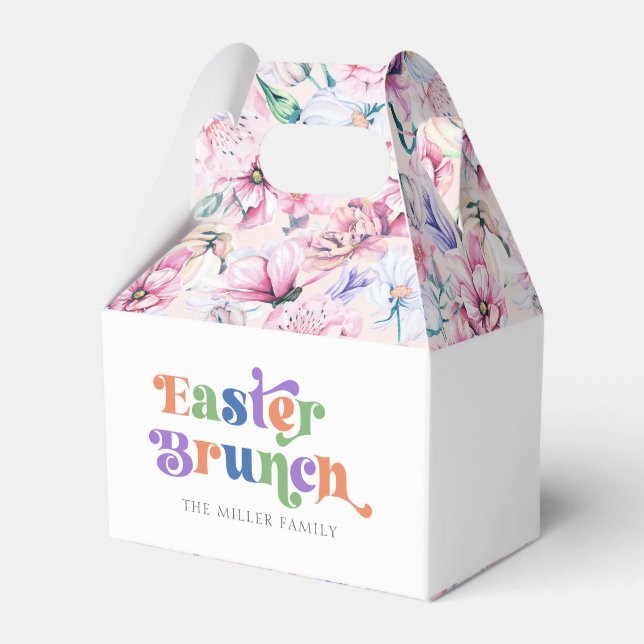 Easter Brunch Colourful Typography Flowers Pattern Favor Box (Front Side)