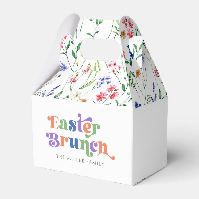 Easter Brunch Colourful Typography Wildflowers Favor Box (Front Side)
