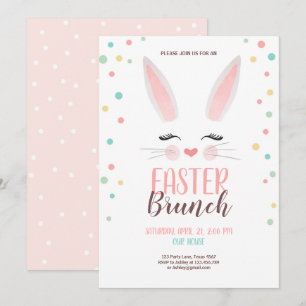 Easter Brunch Cute Bunny Easter Brunch Party Invitation