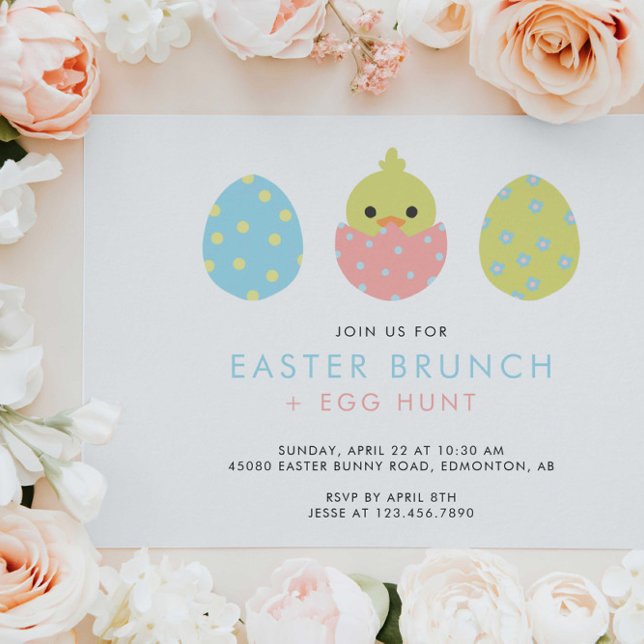 Easter Brunch Egg Hunt Cute Pastel Colourful Invitation (Creator Uploaded)
