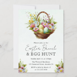 Easter Brunch Egg Hunt Design with Basket Invitation