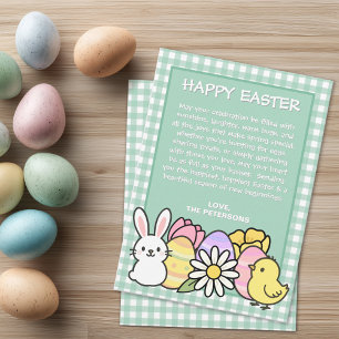 Easter Brunch & Egg Hunt Green Gingham Holiday Card