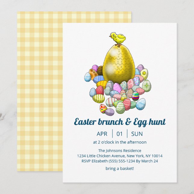 Easter brunch & Egg Hunt Invitation (Front/Back)