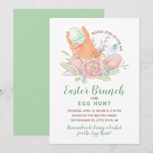 Easter Brunch Egg Hunt Painted Eggs & Flowers Invitation